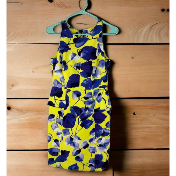 Milly of New York Floral Peplum Sheath Dress Sleeveless Summer Yellow - Picture 1 of 8